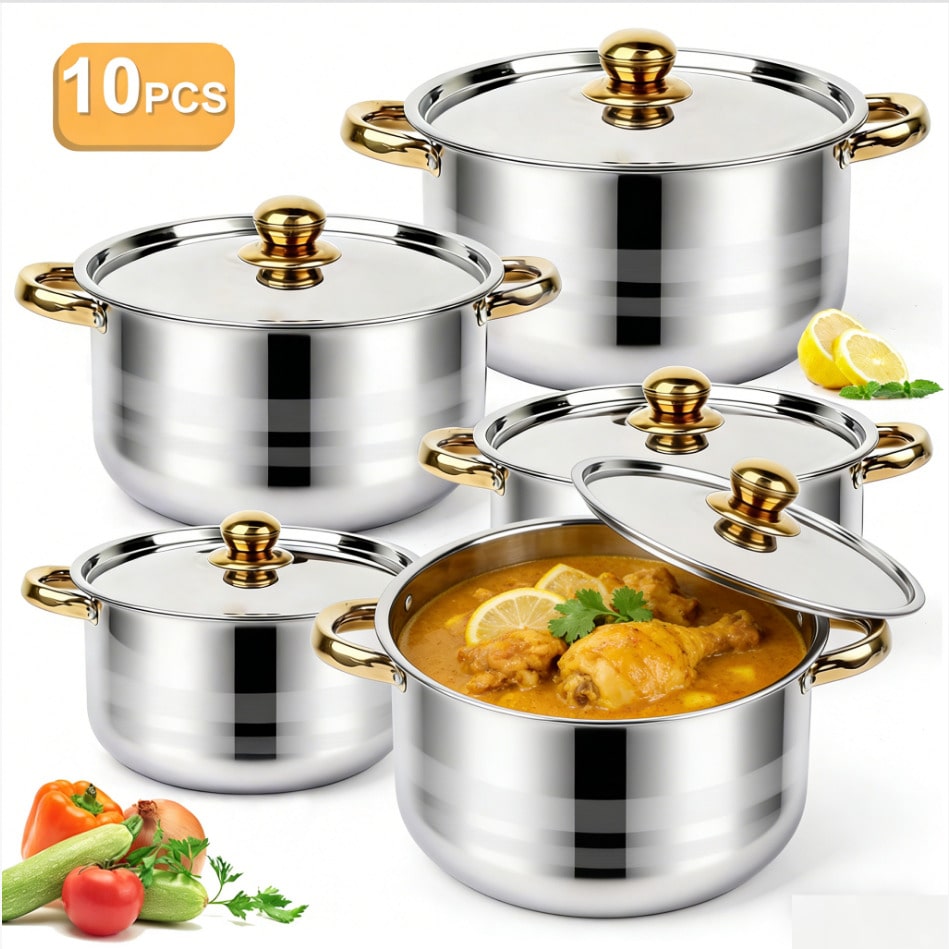 Home Cooking Cookbook - Набор кастрюль из нержавеющей стали: современная
